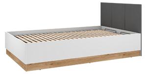 Jednolôžková posteľ 120x200 ARANA s úložným priestorom - biela / dub castello / grafitová
