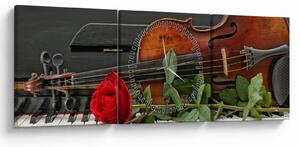 Obraz - Spomienka na hudobníka (s hodinami) (90x30 cm)