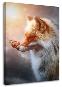 Obraz na plátne Líška a motýľ - Jose Francese Rozmery: 40 x 60 cm