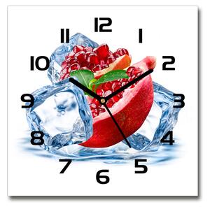 Sklenené hodiny štvorec Granátové jablko s ľadom