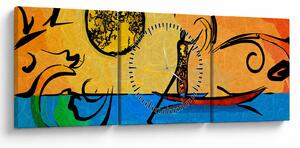 Obraz starovekej maľby (s hodinami) (90x30 cm)