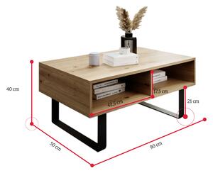 Konferenčný stolík GALA, 90x40x50, dub artisan/čierna