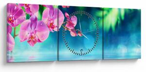 Obraz - Orchidea (s hodinami) (90x30 cm)