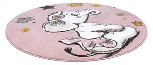 Okrúhly koberec PETIT SLONÍK, HVIEZDY, ružový