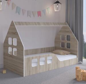 Detská posteľ domček Montessori 160 x 80 cm v dekore dub sonoma ľavá Hnedá