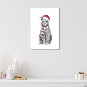 Obraz na plátne Vianočná mačka v červenom klobúku - Rykker Rozmery: 40 x 60 cm