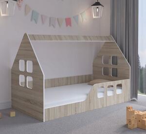 Detská posteľ domček Montessori 160 x 80 cm v dekore dub sonoma pravá Hnedá