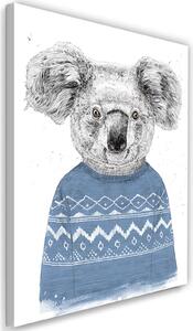 Obraz Medveď koala v modrom vianočnom svetri - Rykker Veľkosť: 40 x 60 cm, Prevedenie: Obraz na plátne