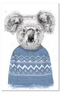 Obraz na plátne Medveď koala v modrom vianočnom svetri - Rykker Rozmery: 40 x 60 cm