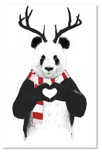 Obraz na plátne Panda s rohmi vo vianočnej šatke - Rykker Rozmery: 40 x 60 cm