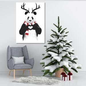 Obraz na plátne Panda s rohmi vo vianočnej šatke - Rykker Rozmery: 40 x 60 cm