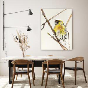Obraz na plátne Žltý zvedavý vták - Dorota Martyńska Rozmery: 40 x 60 cm