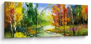 Obraz - Maľba krajiny (s hodinami) (90x30 cm)