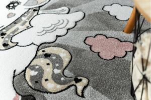 Okrúhly koberec PETIT JEDNOROŽEC, sivý