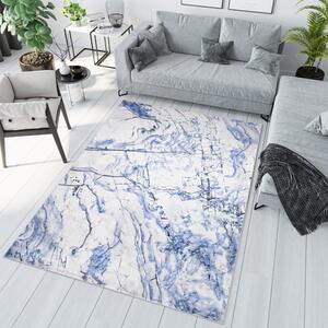 Jednoduchý bielo-modrý koberec s abstraktným vzorom Šírka: 160 cm | Dĺžka: 230 cm