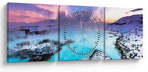 Obraz - Modrá lagúna na Islande (s hodinami) (90x30 cm)