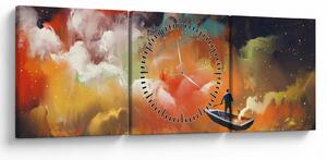 Obraz - Muž plaviace vesmírom (s hodinami) (90x30 cm)