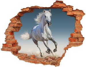 Diera 3D v stene nálepka Biely kôň v trysku nd-c-95257889
