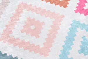 Trendový koberec s farebným geometrickým vzorom Biela Šírka: 80 cm | Dĺžka: 150 cm