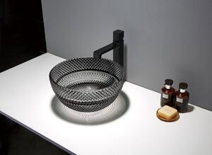 Sapho MARAC sklenené gravírované umývadlo na dosku Ø 39,5cm, čierna