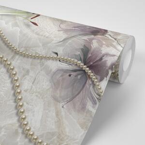 Samolepiaca tapeta krásna ľalia s perlami