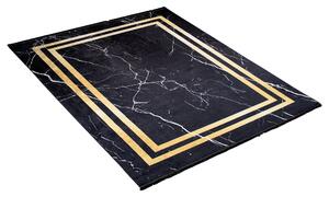 Tmavý dizajnový koberec s mramorovým vzorom zlatých detailov Čierna Šírka: 80 cm | Dĺžka: 150 cm
