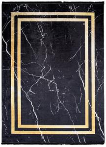 Tmavý dizajnový koberec s mramorovým vzorom zlatých detailov Čierna Šírka: 80 cm | Dĺžka: 150 cm