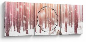 Obraz - Zebra v zasneženom lese (s hodinami) (90x30 cm)