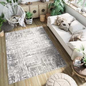 Sivý dizajnový koberec so svetlým abstraktným vzorom Sivá Šírka: 80 cm | Dĺžka: 150 cm