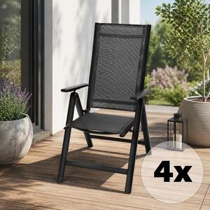 Set 4 ks hliníkových polohovacích kresiel Avenberg ISLA, čierna