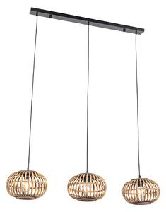 Orientálna závesná lampa bambusová 3-svetlá predĺžená - Amira