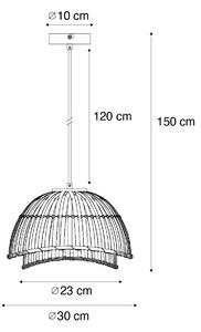 Orientálna závesná lampa čierna s prírodným bambusom 30 cm - Pua