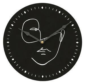 Nástenné hodiny LINE FACE 29 cm, čierne