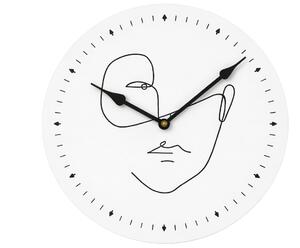 Nástenné hodiny LINE FACE 29 cm, biele