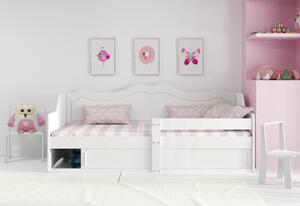 Detská posteľ JULIS + matrac, 80x160, biela/ružová