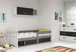 Detská posteľ CLASA + matrac, 80x160, biela/grafit/čierna