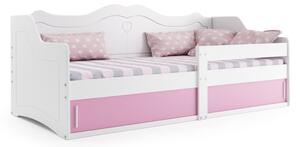 Detská posteľ JULIA + matrac, 80x160, biela/ružová
