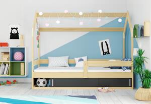 Detská posteľ NOREK, 80x160, borovica/čierna