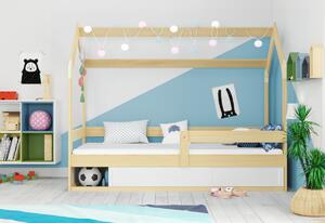 Detská posteľ NOREK + matrac, 80x160, borovica/čierna