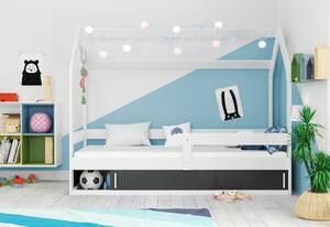 Detská posteľ DOMEK, 80x160, borovica/čierna