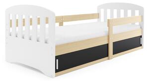 Detská posteľ CLASA, 80x160, biela/borovica/čierna