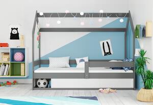Detská posteľ DOMEK, 80x160, grafit/biela