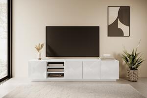 TV skrinka Asha 200 cm s otvorenou policou - biely lesk