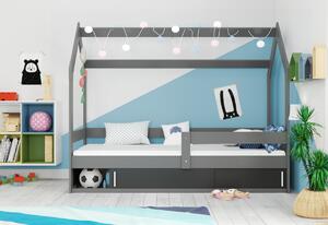 Detská posteľ DOMEK, 80x160, borovica/čierna