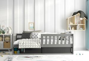 Detská posteľ SMART + matrac, 80x160, grafit/biela/čierna