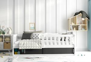 Detská posteľ BENEDIS + matrac, 80x160, biela/čierna