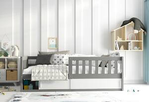 Detská posteľ BENEDIS + matrac, 80x160, borovica/biela/čierna