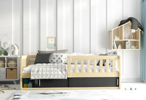 Detská posteľ SMART + matrac, 80x160, grafit/biela/čierna