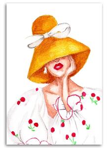 Obraz na plátne Dáma so žltým klobúkom - Gisele Oliveira Fraga Baretta Rozmery: 40 x 60 cm
