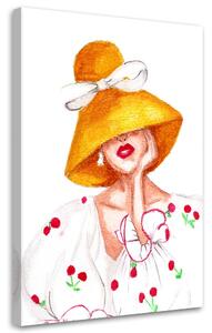 Obraz na plátne Dáma so žltým klobúkom - Gisele Oliveira Fraga Baretta Rozmery: 40 x 60 cm
